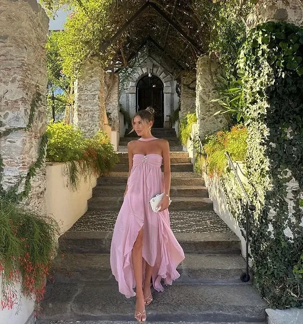 Elegant Halter Long Chiffon Prom Dress Evening Dress