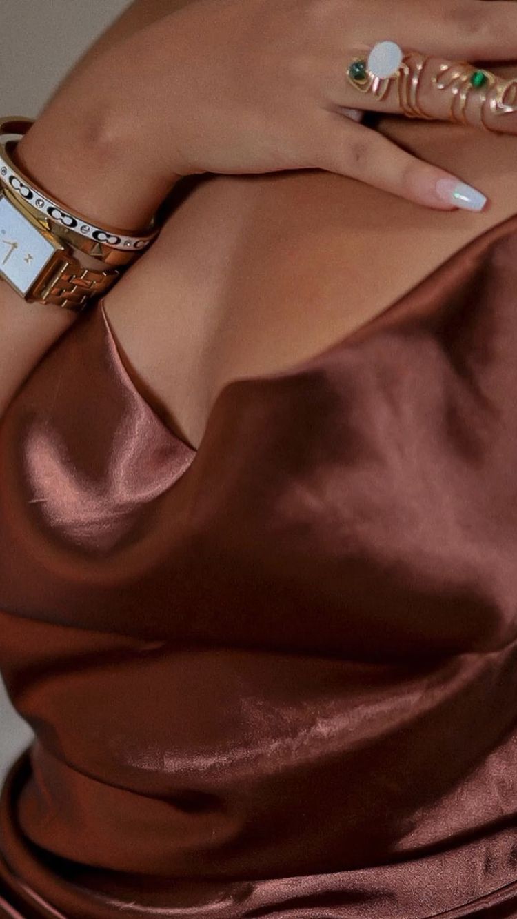 Brown Silk Satin Short Birthday Party Dress