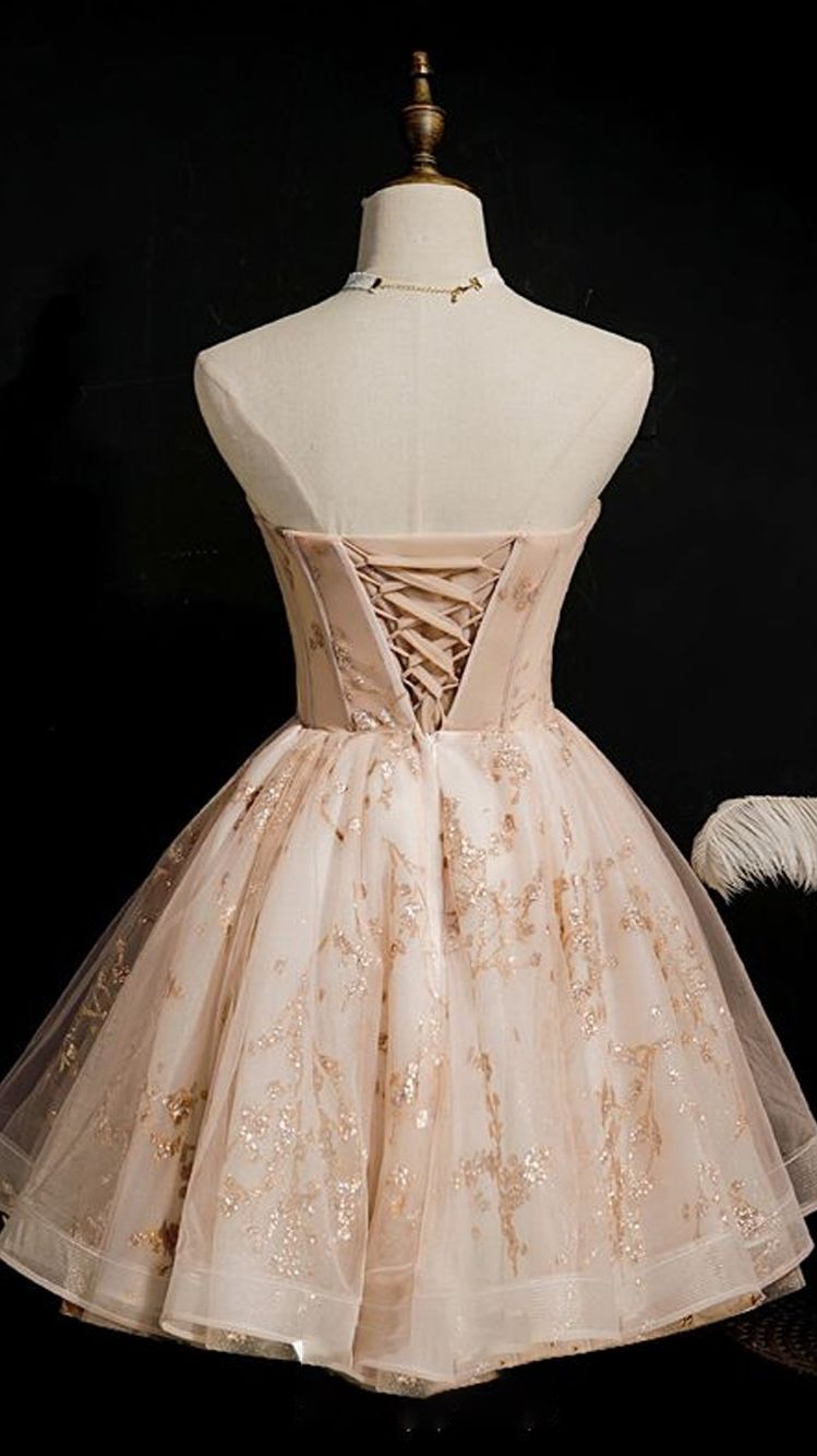 Chic Beautiful Champagne Cocktail Dresses A-line Homecoming Dress