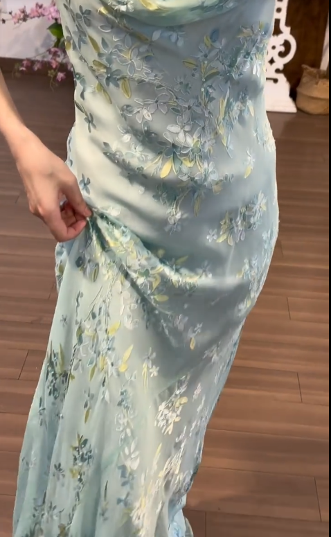 Flora Chiffon Vintage Prom Party Dress Evening Dress Birthday Outfit
