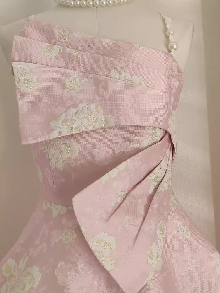 Cute A line Spaghetti Straps Pink Satin Holiday Dresses Short Birthday Dress