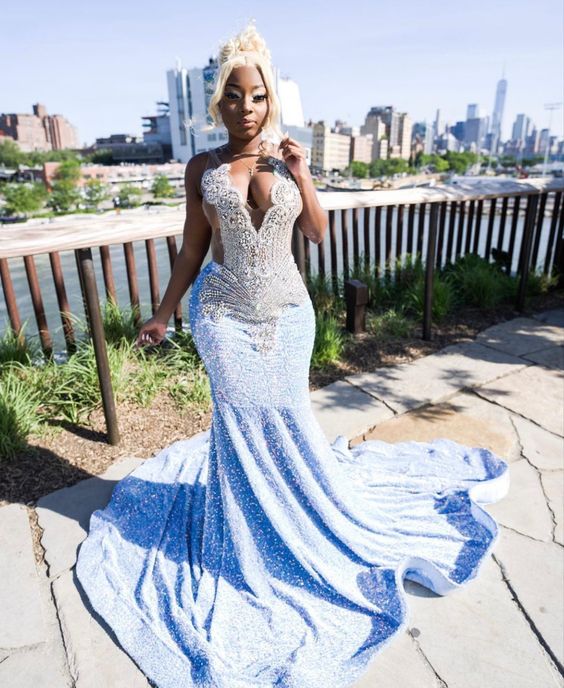 Sexy black girl prom dress,sexy mermaid evening dress