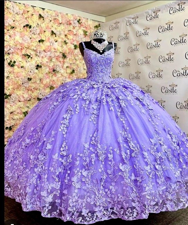 Purple princess ball gown quinceanera dress sweet 16 dress butterflies quinceanera dress