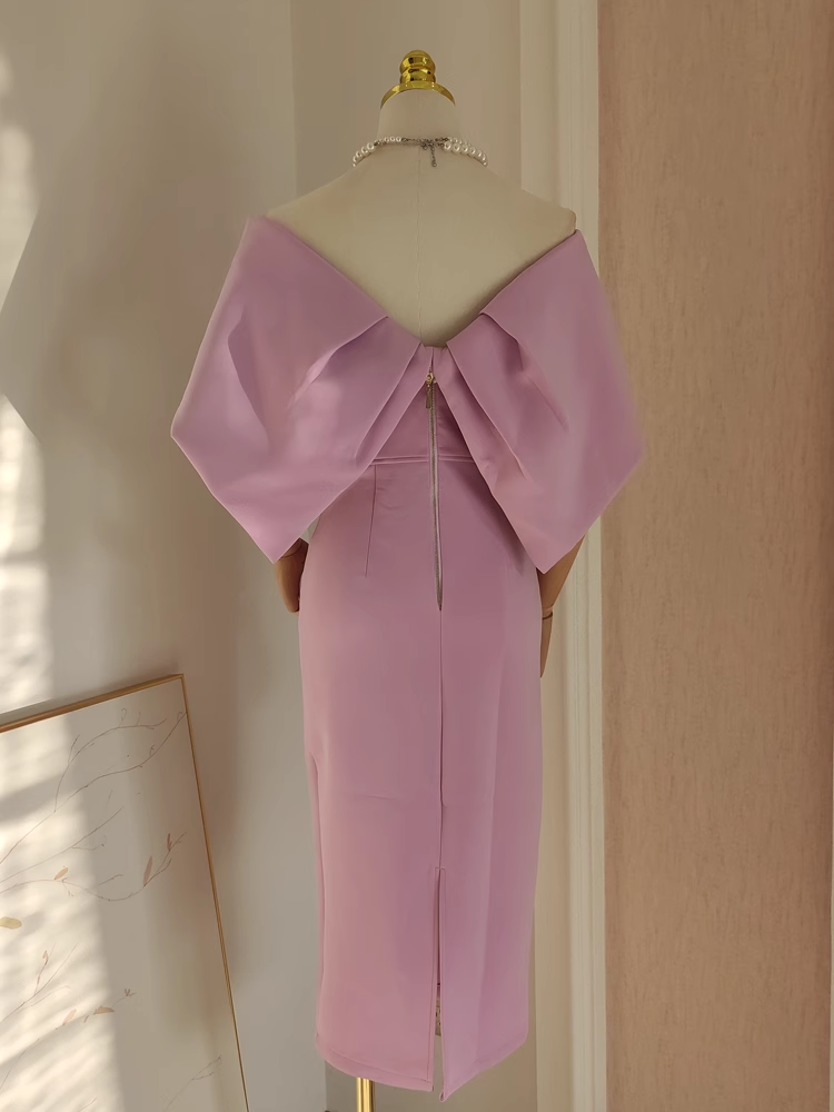 Sexy A line Off The Shoulder Lilac Vacation Dress Satin Women Dresses