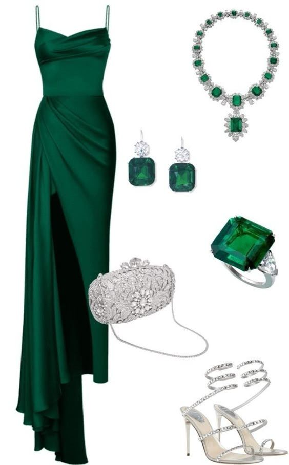 Beautiful Spaghetti Straps Green Slit Long Prom Dress Sexy Satin Evening Dress