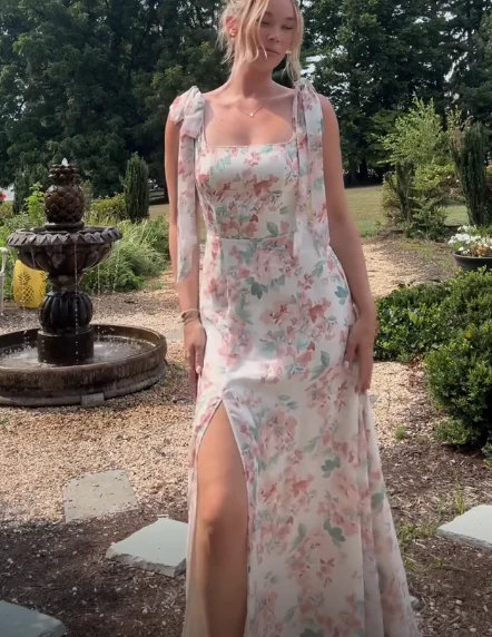 Beautiful Chiffon Print A Line Prom Dress Formal Party Evening Dress