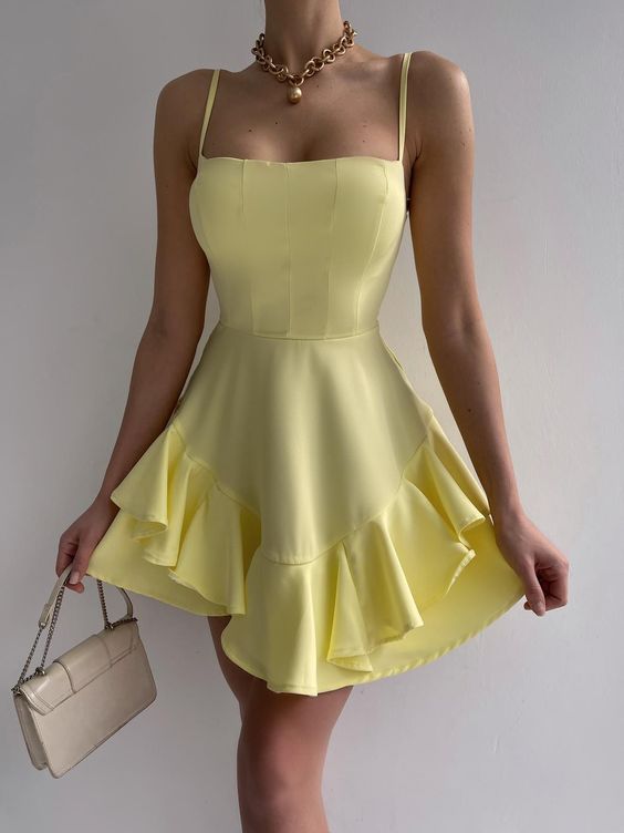 Spaghetti Straps Pink Homecoming Dress Lovely Homecoming Dress