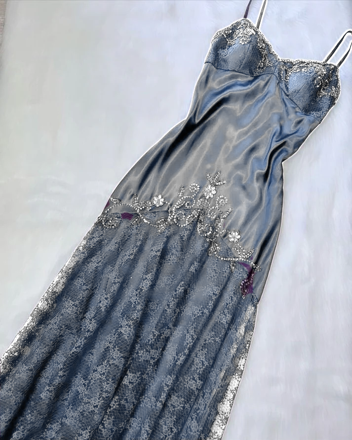 Vintage purple dress with flower accents Formal Evening Dress