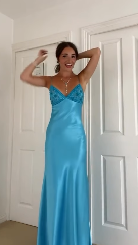 Long Evening Prom Dresses, Custom Blue Prom Dress