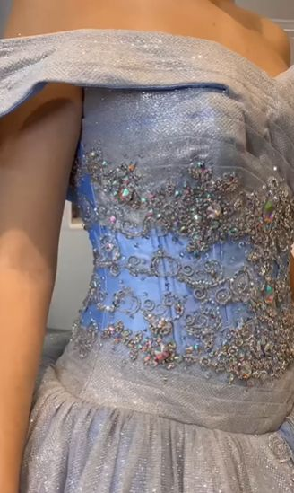 A Line Light Blue Off The Shoulder Quinceanera Dress Ball Gown