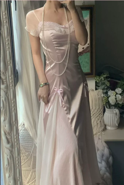 Baby pink vintage Evening Dresses