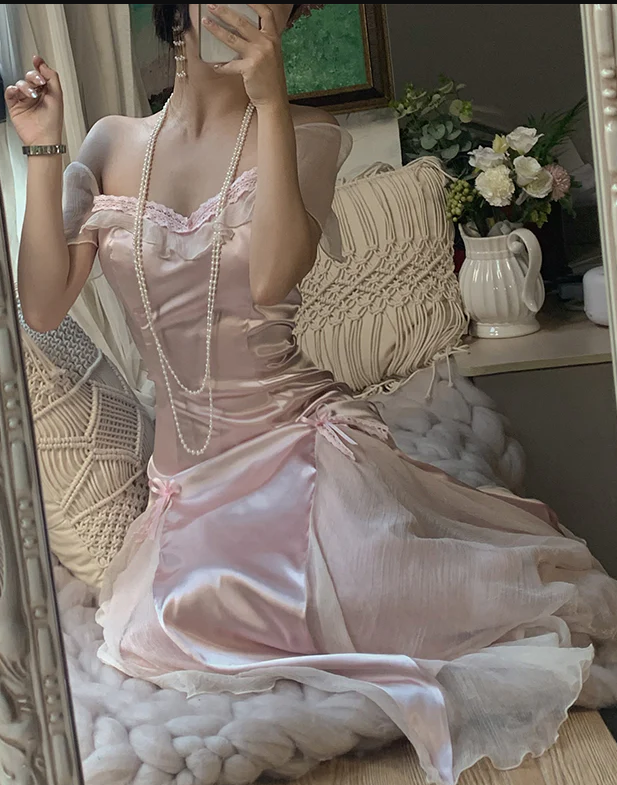 Baby pink vintage Evening Dresses