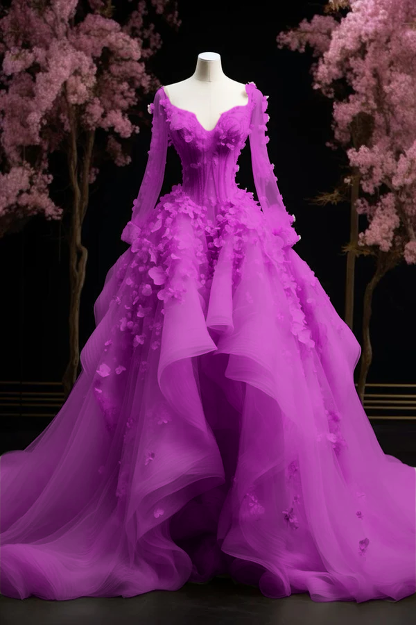 A Line Ball Gown Pink Prom Dress Long Evening Dress