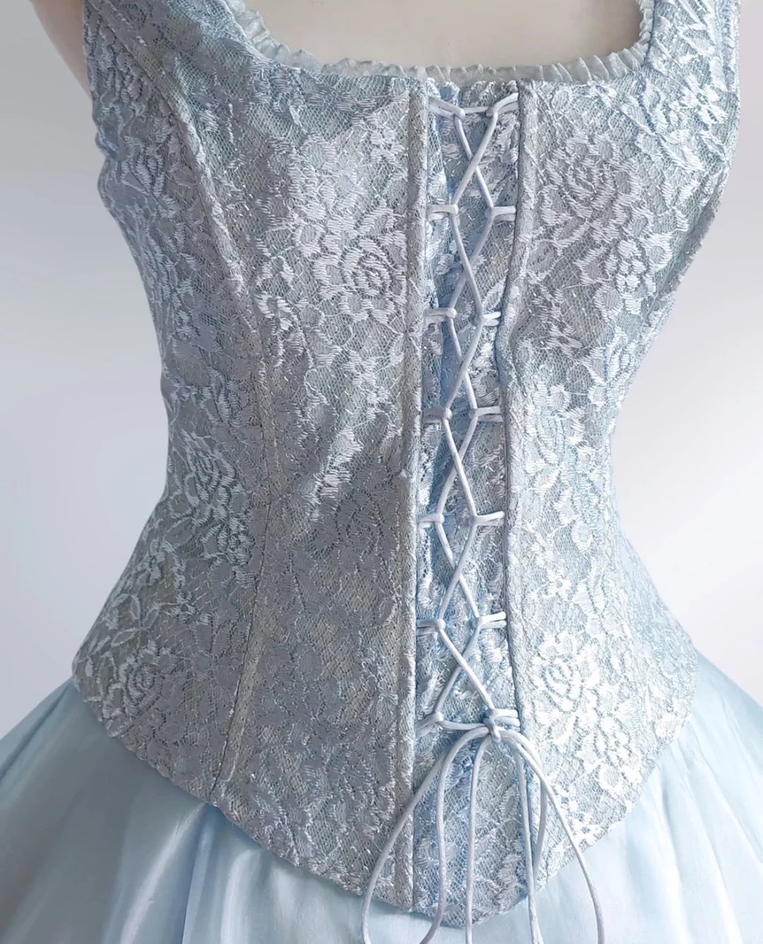Light Blue Tulle Lace Long Prom Dresses Evening Party Dress