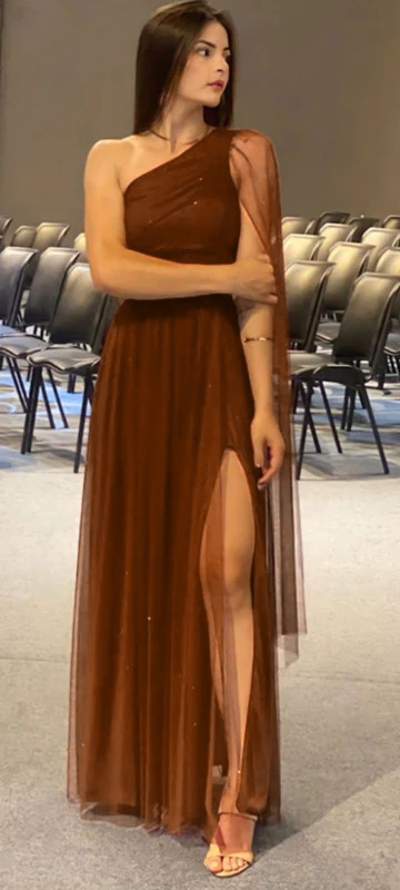 Burgundy Shinny Tulle Prom Dress, Elegant Evening Party Dress