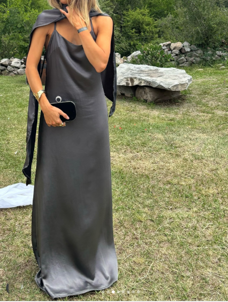 Dark Gray Long Party Prom Dresses Formal Evening Dress