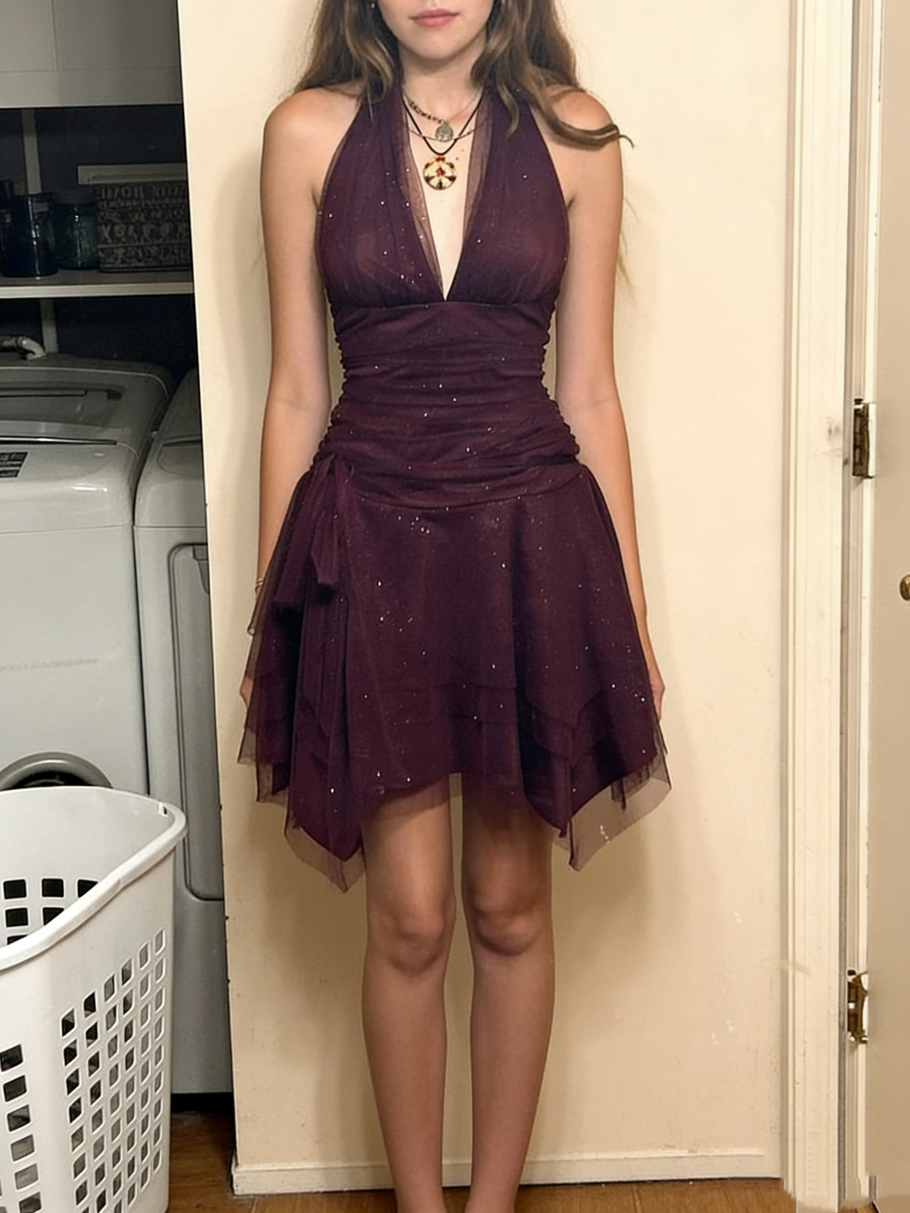 Dark Purple Tulle Prom Homecoming Dress Short Party Dress