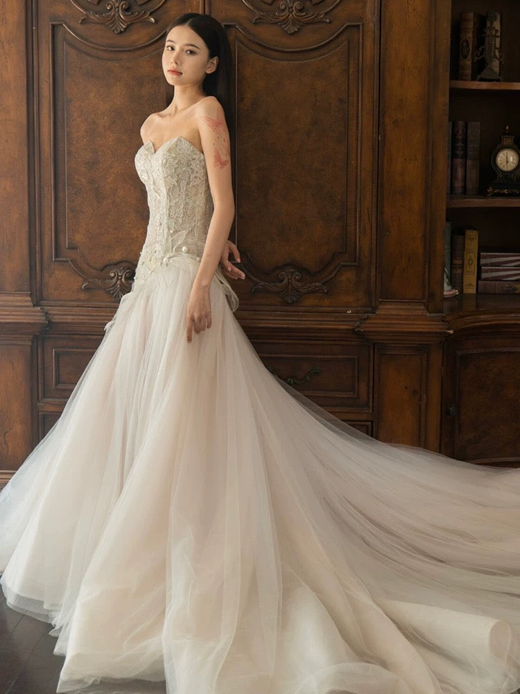 Sexy Mermaid Long Wedding Dress Evening Party Dresses