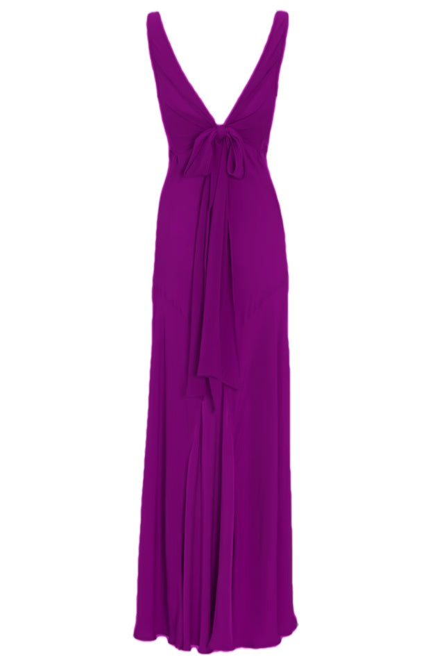Pink Chiffon V Back Long Prom Dress Elegant Bridesmaids Dress