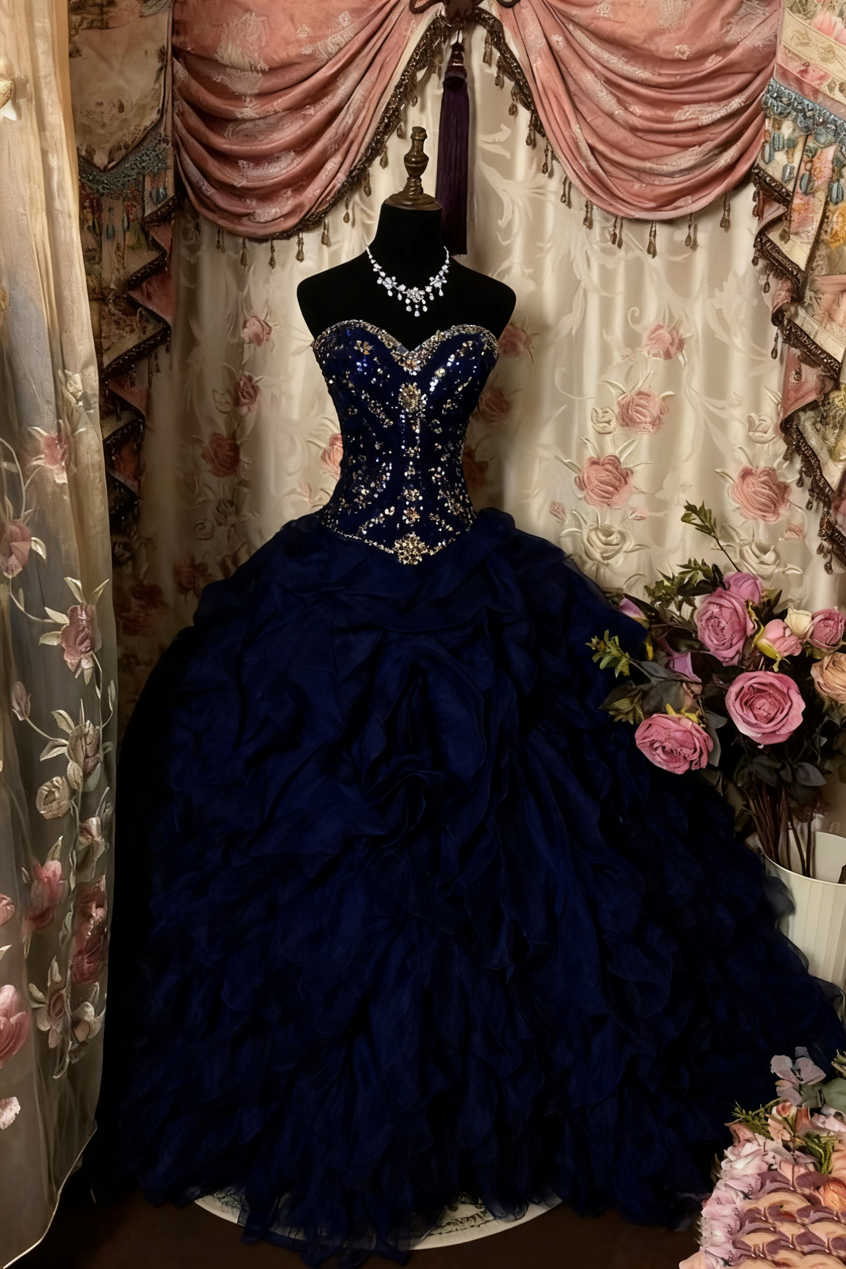 A Line Strapless Vintage Prom Dress Long Evening Dress