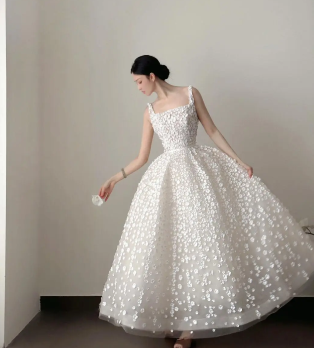 A Line Prom Dress With Flower Cute 16th Birthday Outfit Party Dress