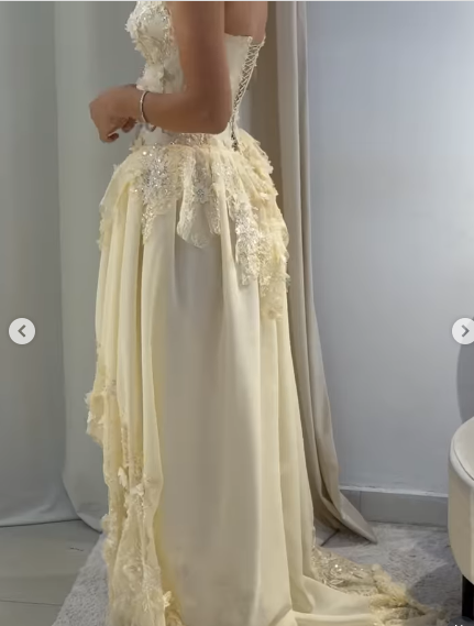 Yellow A Line Sweetheart Neck Long Prom Dress Evening Dress With Applique