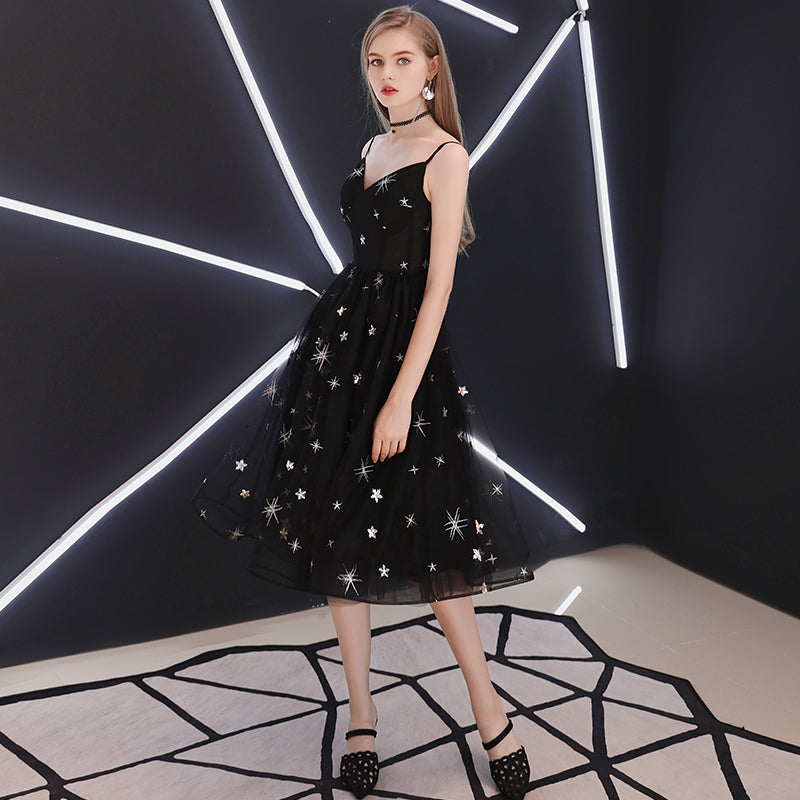 Black Tulle Short Prom Dress Evening Dress