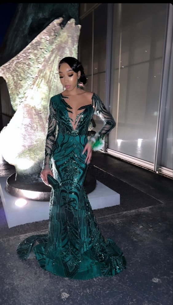 Mermaid Prom Dress New Arrival Stunning Evening Dress With Long Sleeves