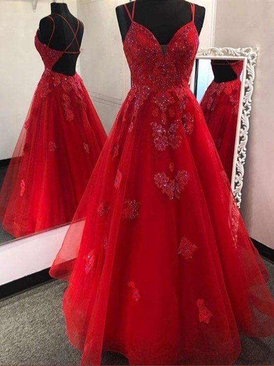 Sweetheart Neck Burgundy Tulle Open Back Floor Length A Line Senior Prom Dress