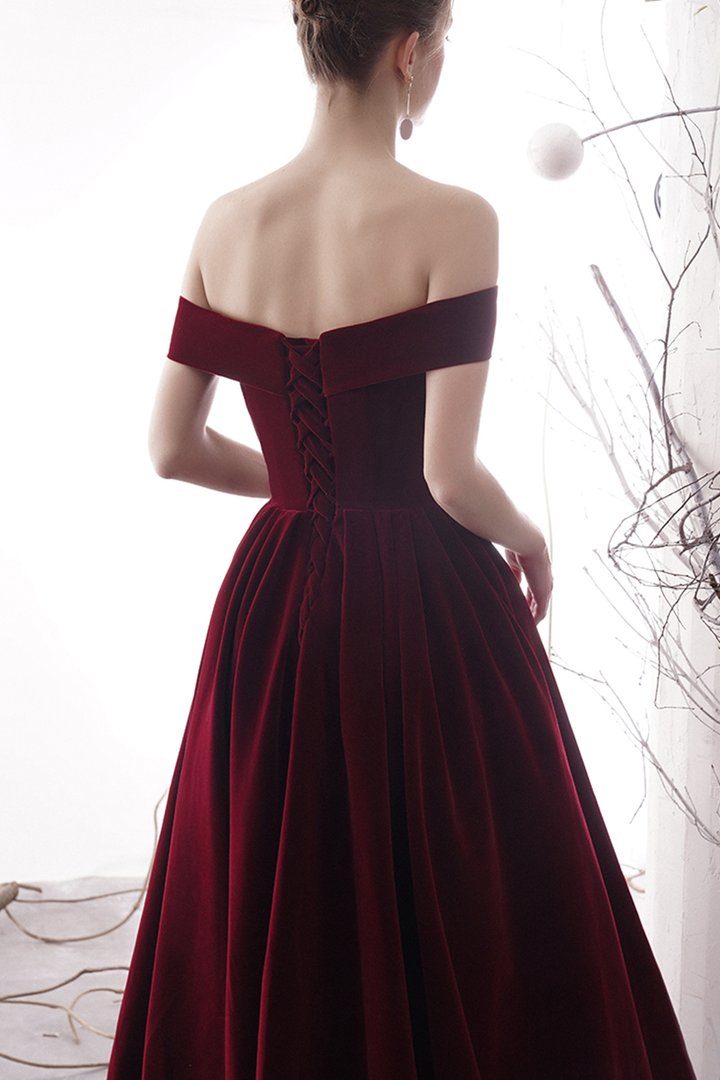 Burgundy velvet prom dress burgundy evening dress