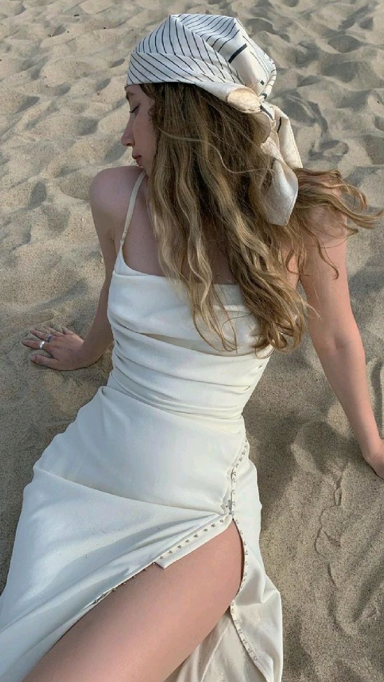 Spghetti Straps Prom Dress With High Split , Beach Party Dress