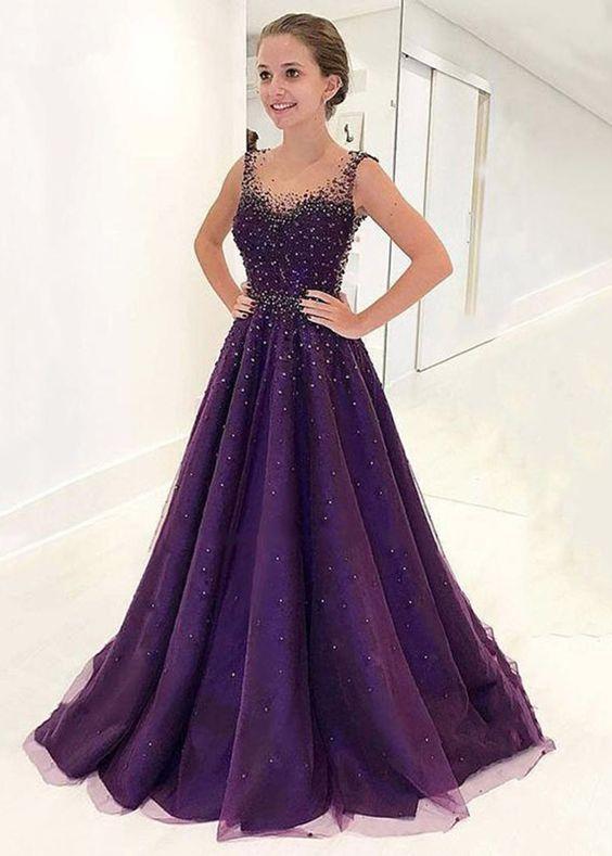 Purple Prom Dress ,Evening Dress ,Winter Formal Dress, Pageant Dance Dresses, Graduation School Party Gown