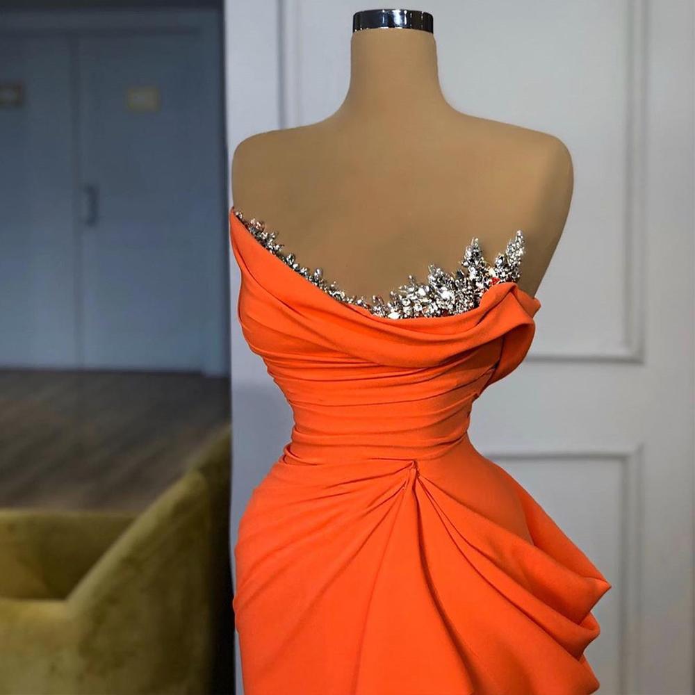 Sheath Evening Dress Orange Party Dress Mermaid Formal Dress