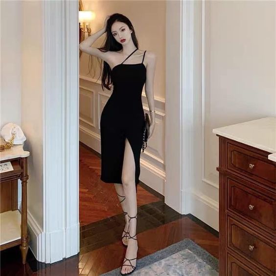 Black Kneen Length Party Dress ,Chic Homecoming Dress