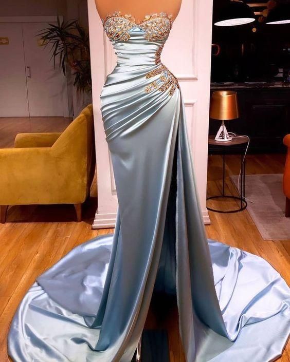 Blue long prom dress, formal party dress