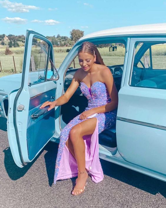 Mermaid Lavender Sequined Long Party Dress