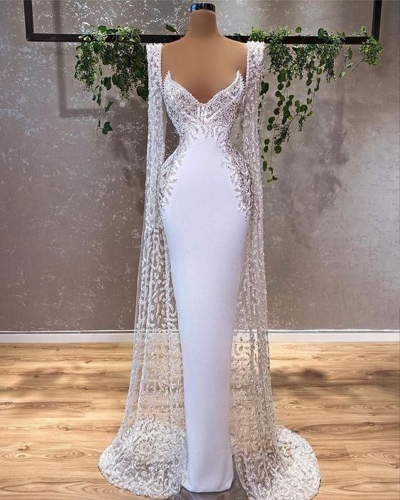 White evening dresses long elegant modest formal dress Prom Dress