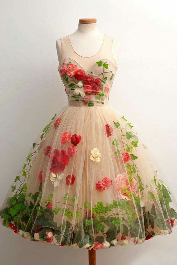 Unique Prom Dress,Floral Prom Dress,Fashion Homecoming Dress,Sexy Party Dress,Custom Made Evening Dress