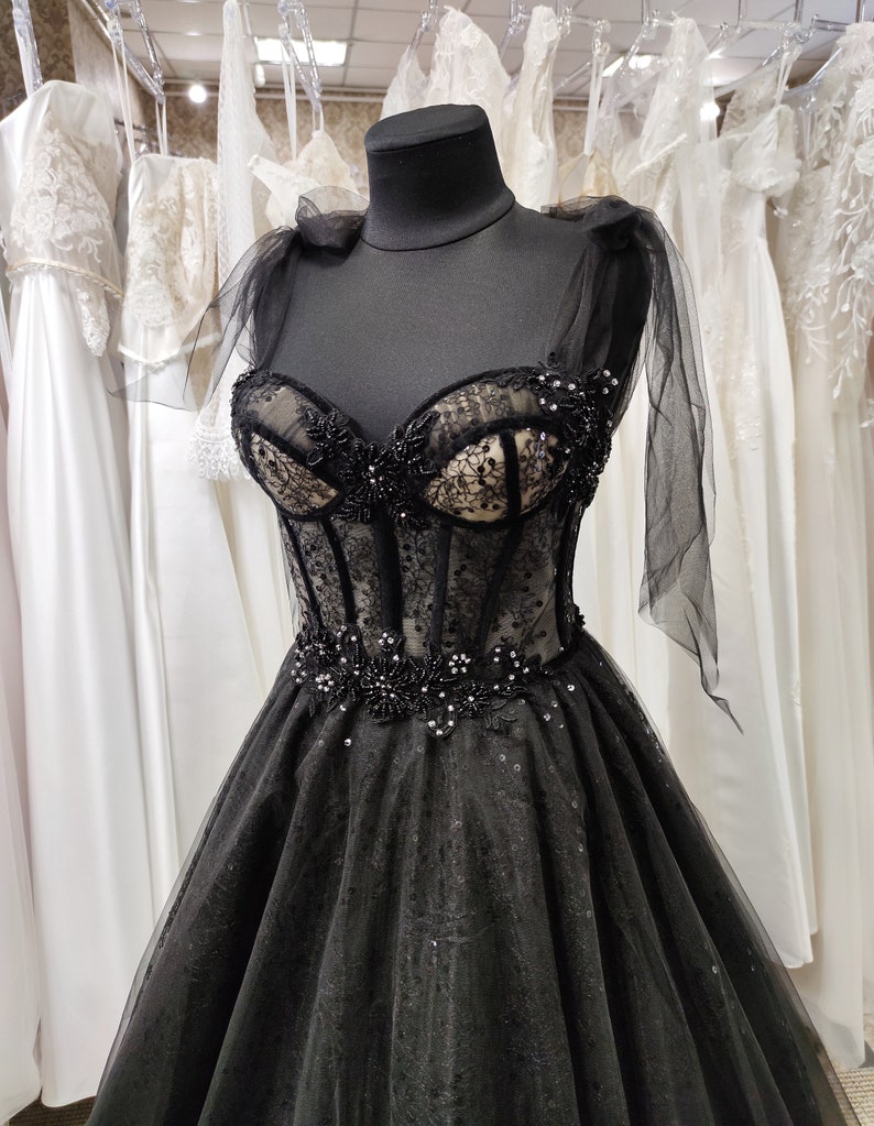 Tulle Black Party Dress Prom Evening Dress
