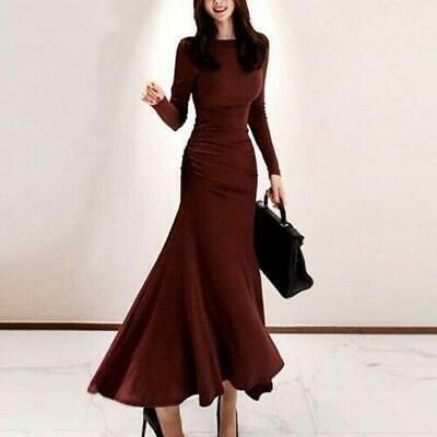 New Style Fashion Waist Pleated Temperament Goddess Fan Fishtail Dress Simple Prom Dress