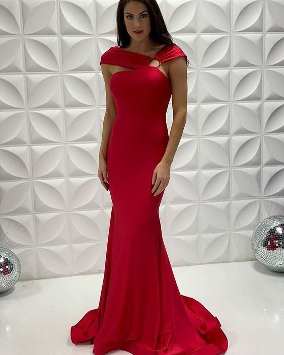 Red long prom dress, evening dress