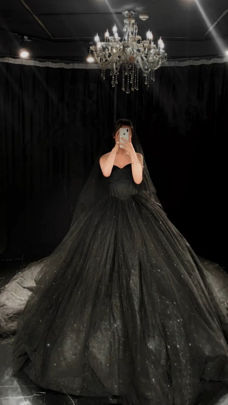 Black Corset Ball Gown Wedding Dress Gorgeously Gothic Prom Dress