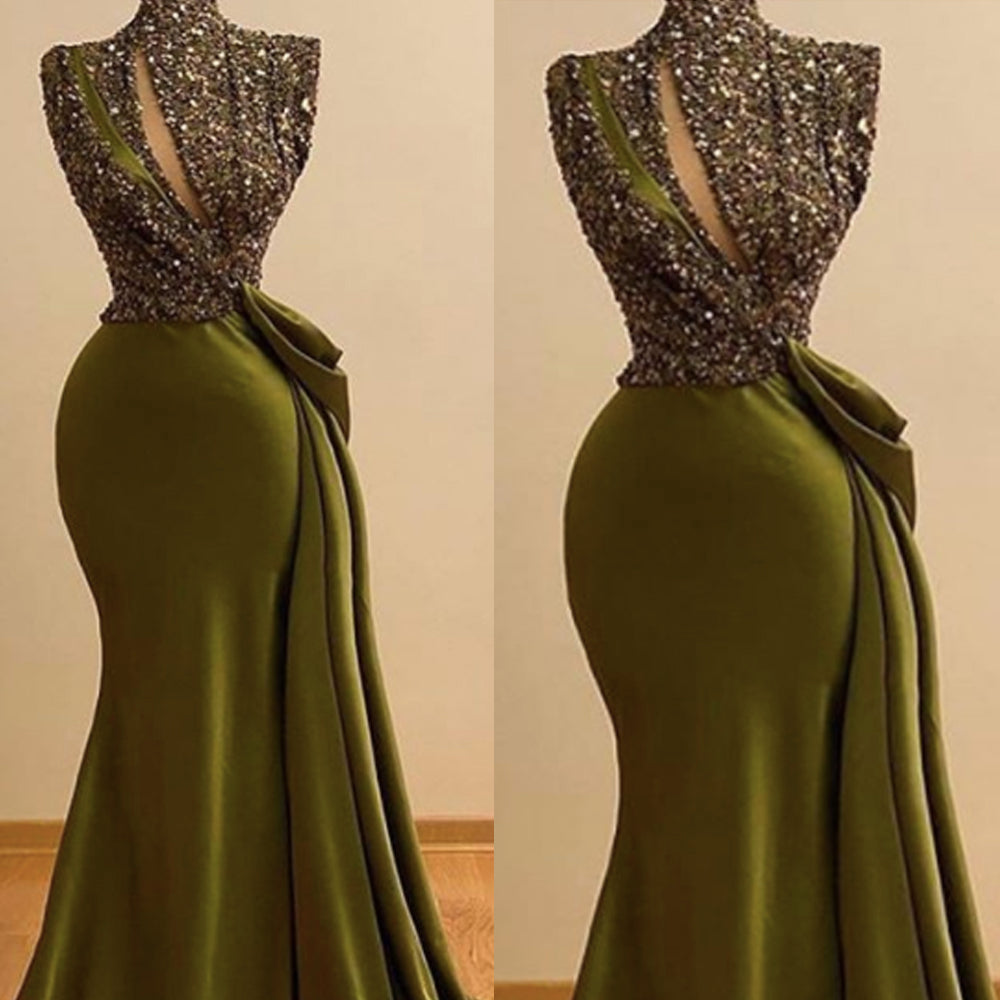 sparkly prom dresses, mermaid prom dresses, arabic prom dresses, green prom dresses, keyhole prom dresses, mermaid evening dresses