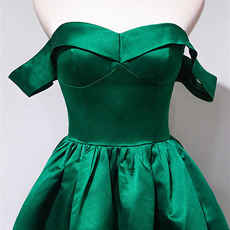 Off Shoulder Hunter Green Short Party Dresses Semi Formal Occasion Evening Gowns Homecoming Dress
