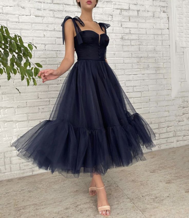 Dark blue tulle short prom dress homecoming dress