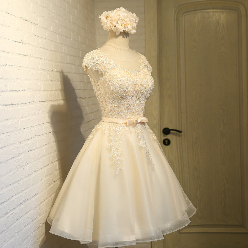 Charming A-line lace short prom dress,homecoming dresses