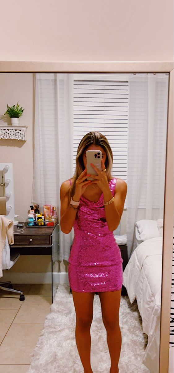 Sequins Fuchisa Short Homecoming Dress Birthday Party Dress