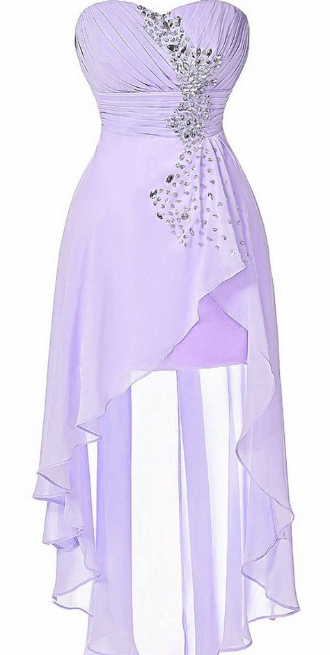 Lovely High Low Lavender Short Chiffon Sweetheart Prom Dresses, Homecoming Dresses, Short Formal Dresses