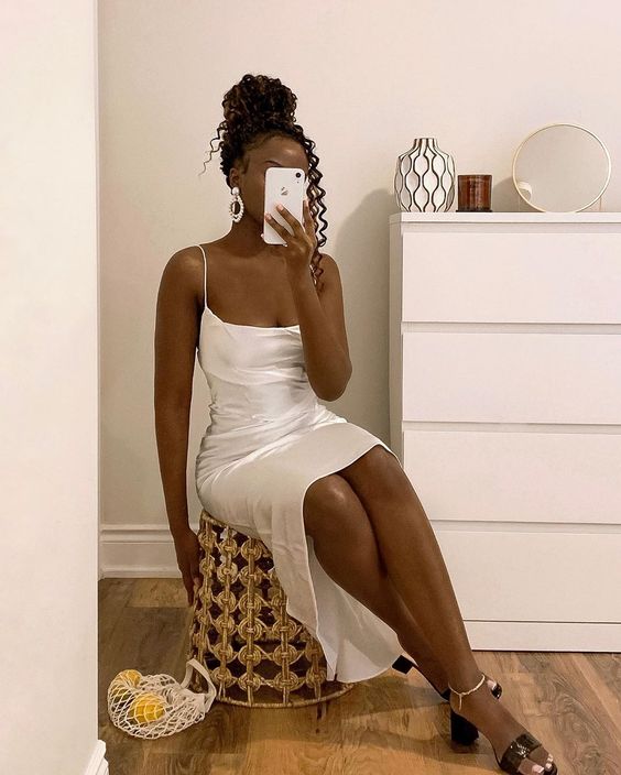 Spaghetti Straps White Prom Dress Sexy Evening Dress