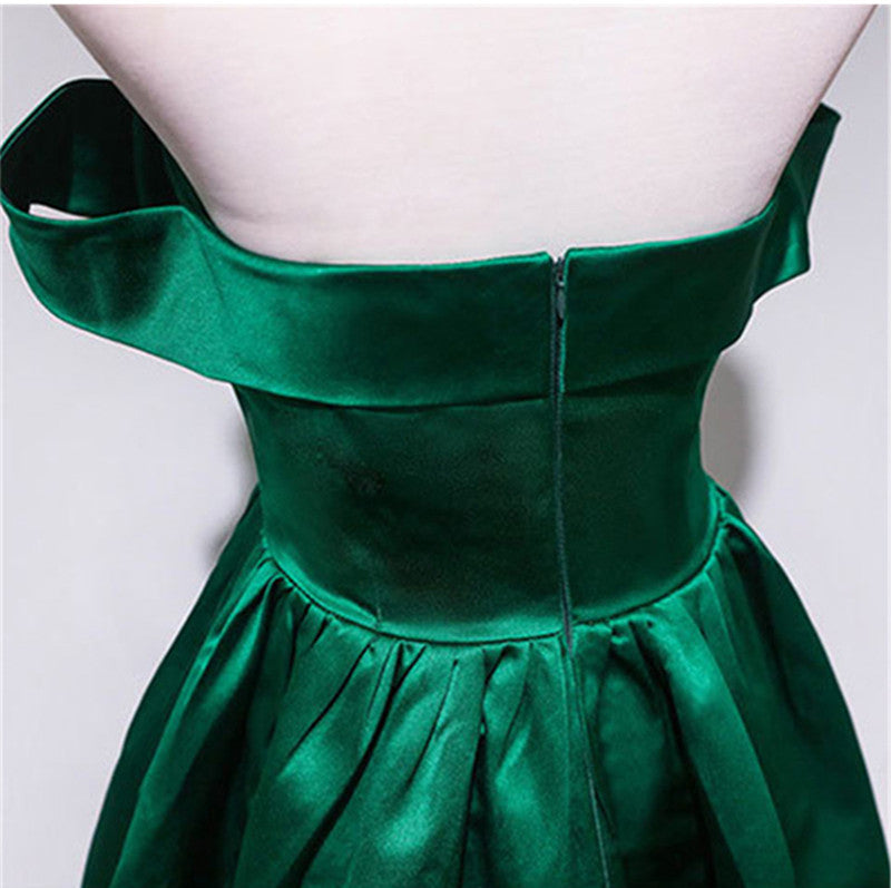 Off Shoulder Hunter Green Short Party Dresses Semi Formal Occasion Evening Gowns Homecoming Dress